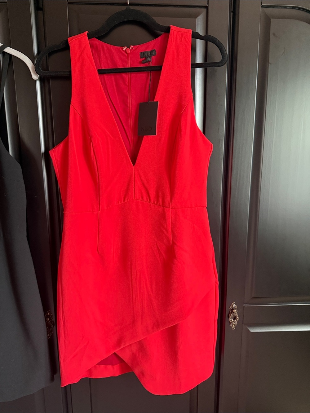 NBD Red Plunging V-Neck Mini Dress